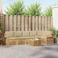 vidaXL Utomhussoffset 7 pcs Vit och Beige 59 x 59 x 37 cm Polyester