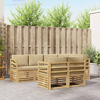 vidaXL Utomhussoffset 7 pcs Vit och Beige 245 x 126,5 x 73 cm