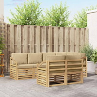 vidaXL Utomhussoffset 7 pcs Vit och Beige 245 x 126,5 x 73 cm
