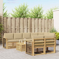 vidaXL Utomhussoffset 9 pcs Vit och Beige 59 x 59 x 37 cm Polyester