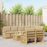 vidaXL Utomhussoffset 9 pcs Vit och Beige 59 x 59 x 37 cm Polyester