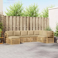 vidaXL Utomhussoffset 8 pcs Vit och Beige 304 x 185,5 x 73 cm