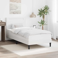 vidaXL Sängram med LED-ljusslingor Vit 90 x 200 cm Konstläder