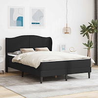 vidaXL Sängram med huvudgavel Svart 120 x 200 cm Konstläder