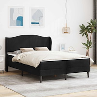 vidaXL Sängram med huvudgavel Svart 140 x 190 cm Sammet