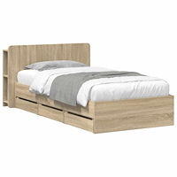 vidaXL Sängram med förvaring Sonoma-ek 75 x 190 cm Konstruerat trä