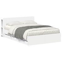 vidaXL Sängram med förvaring Vit 150 x 200 cm Konstruerat trä