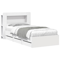 vidaXL Sängram med förvaring Vit 100 x 200 cm Konstruerat trä