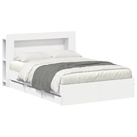 vidaXL Sängram med förvaring Vit 150 x 200 cm Konstruerat trä