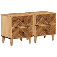 vidaXL Sängbord 2 pcs Brun 40 x 33,5 x 46 cm Massivt mangoträ