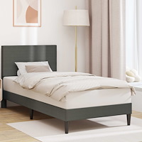 vidaXL Sängram med huvudgavel Mörkgrå 90 x 200 cm Kordread tyg