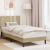 vidaXL Sängram med huvudgavel Ljust gröngrå 100 x 200 cm Kordread tyg