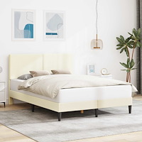 vidaXL Sängram med huvudgavel Gräddvit 120 x 200 cm Kordread tyg
