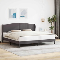 vidaXL Sängram med huvudgavel Grå 200 x 200 cm Konstläder