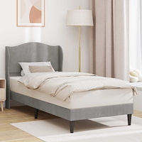 vidaXL Sängram med huvudgavel Ljusgrå 90 x 190 cm Sammet