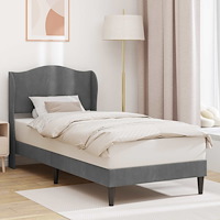vidaXL Sängram med huvudgavel Mörkgrå 100 x 200 cm Sammet