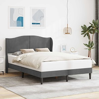 vidaXL Sängram med huvudgavel Mörkgrå 160 x 200 cm Sammet