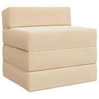 vidaXL Fällbar Soffbed Gräddvit 200 x 70 x 15 cm Kordread tyg