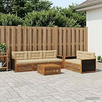 vidaXL Utomhussoffset 6 pcs Naturlig och Beige