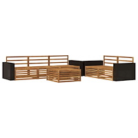 vidaXL Utomhussoffset 6 pcs Naturlig Massivt Akaciaträ