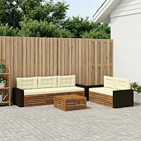 vidaXL Utomhussoffset 6 pcs Naturlig och Grädde