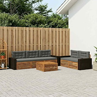 vidaXL Utomhussoffset 6 pcs Naturlig och Antracit