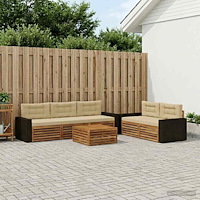 vidaXL Utomhussoffset 6 pcs Naturlig och Beige