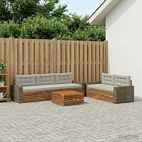 vidaXL Utomhussoffset 6 pcs Naturlig och ljusgrå