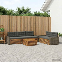 vidaXL Utomhussoffset 6 pcs Naturlig och Antracit