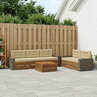 vidaXL Utomhussoffset 6 pcs Naturlig och Beige