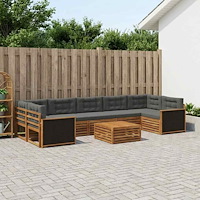 vidaXL Utomhussoffset 8 pcs Naturlig och Antracit