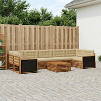 vidaXL Utomhussoffset 8 pcs Naturlig och Beige