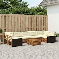 vidaXL Utomhussoffset 8 pcs Naturlig och Grädde