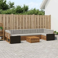 vidaXL Utomhussoffset 8 pcs Naturlig och ljusgrå