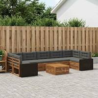 vidaXL Utomhussoffset 8 pcs Naturlig och Antracit
