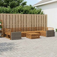 vidaXL Utomhussoffset 8 pcs Naturlig Massivt Akaciaträ