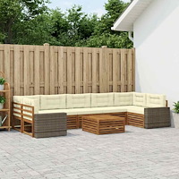 vidaXL Utomhussoffset 8 pcs Naturlig och Grädde