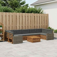 vidaXL Utomhussoffset 8 pcs Naturlig och Antracit