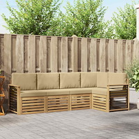 vidaXL Utomhussoffset 5 pcs Vit och Beige 247 x 128,5 x 73 cm