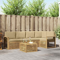 vidaXL Utomhussoffset 6 pcs Vit och Beige 59 x 59 x 37 cm Polyester