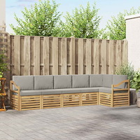 vidaXL Utomhussoffset 6 pcs Vit och ljusgrå 304 x 126,5 x 73 cm