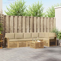 vidaXL Utomhussoffset 7 pcs Vit och Beige 59 x 59 x 37 cm Polyester