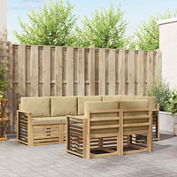 vidaXL Utomhussoffset 7 pcs Vit och Beige 247 x 128,5 x 73 cm