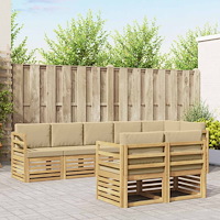 vidaXL Utomhussoffset 8 pcs Vit och Beige 304 x 126,5 x 73 cm