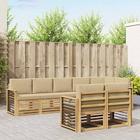 vidaXL Utomhussoffset 8 pcs Vit och Beige 306 x 128,5 x 73 cm