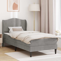 vidaXL Sängram med huvudgavel Ljusgrå 100 x 200 cm Sammet