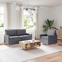 vidaXL Soffset 2 pcs Ljusgrå Polyester