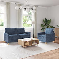 vidaXL Soffset 2 pcs Blå Polyester