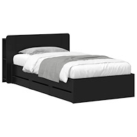 vidaXL Sängram med förvaring Svart 75 x 190 cm Konstruerat trä