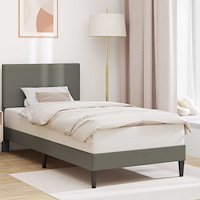 vidaXL Sängram med huvudgavel Ljusgrå 90 x 190 cm Kordread tyg